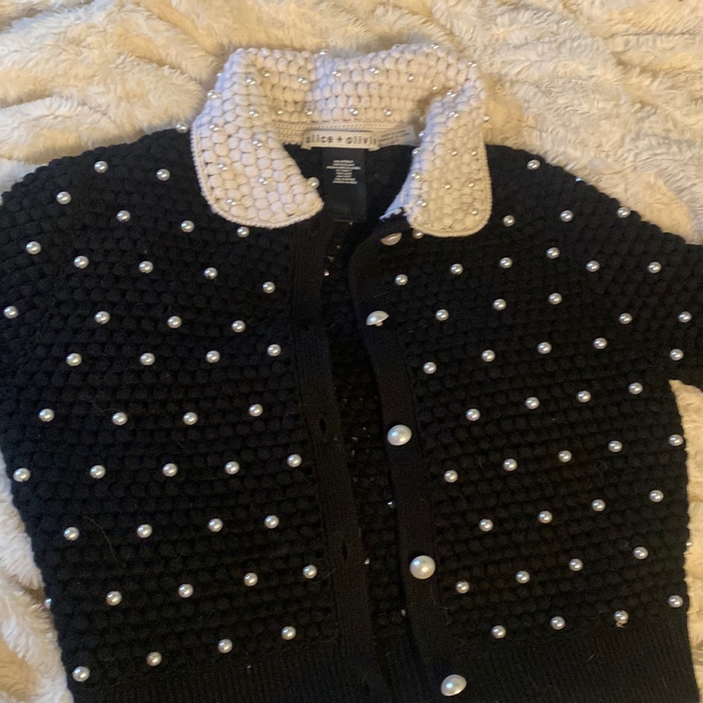 Alice + Olivia Pearl embellished wool cardigan